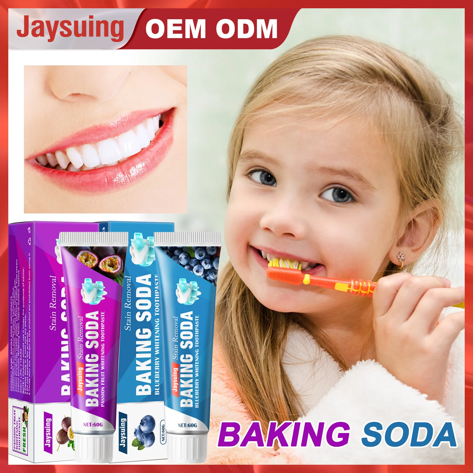 

Jaysuing Baking Soda Toothpaste Teeth Double Whitening Fresh Breath Fruity Remove Yellow Tooth Stains Oral Hygiene Cleaning Care