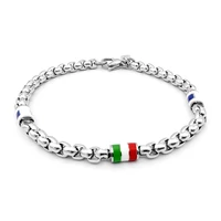 runda mens bracelet stainless steel link chain 4mm with flag pendant 22cm fashion jewelry bracelet luxury brand men