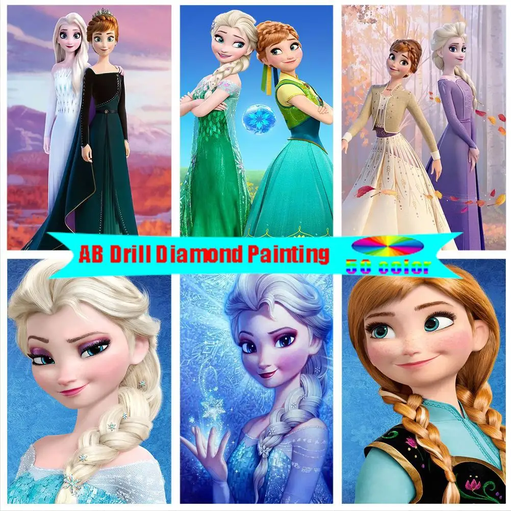 

Disney DIY Diamond Painting Cross Stitch Cartoon Frozen Princess Elsa Anna Sister Embroidery Rhinestone Mosaic Art Home Art