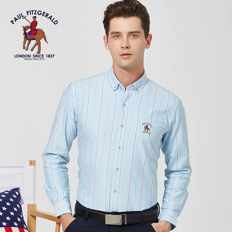 2020 New Shirts 100% Cotton Striped Oxford Long Sleeve Solid Plaid Fashion Slim Fit Men's Casual Shirts Office Shirts