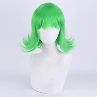 aicker synthetic disgust cosplay wig green short curly with bangs inside out movie party hair replacement 30cm heat resistant