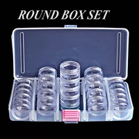 nail art accessory round box set tiny clear bottles with screw cap for diy cosmetics nails jewelry beads crafts containers case