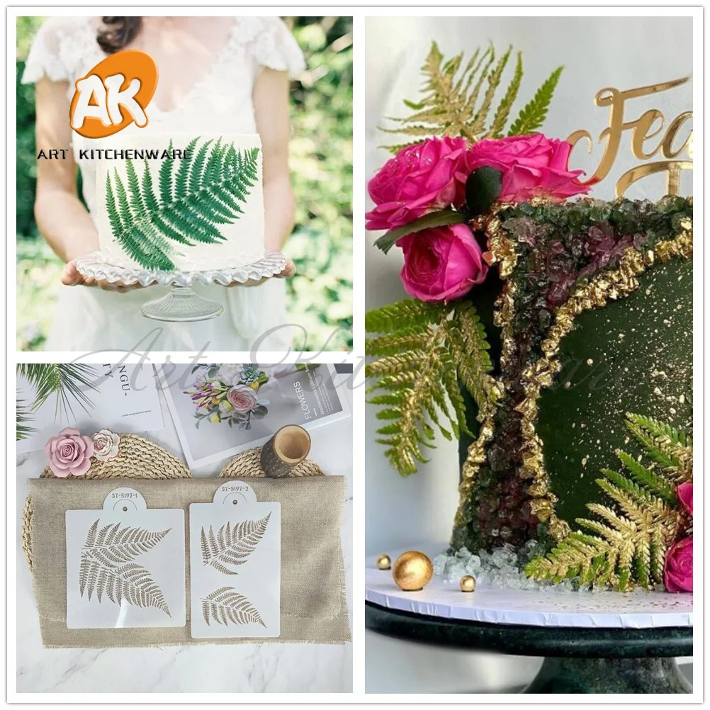 

New Ferns Stencil Plastic Lace Cake Decorating Tools Wedding Cake Decoration Fondant Cake Mold Stencil Lace