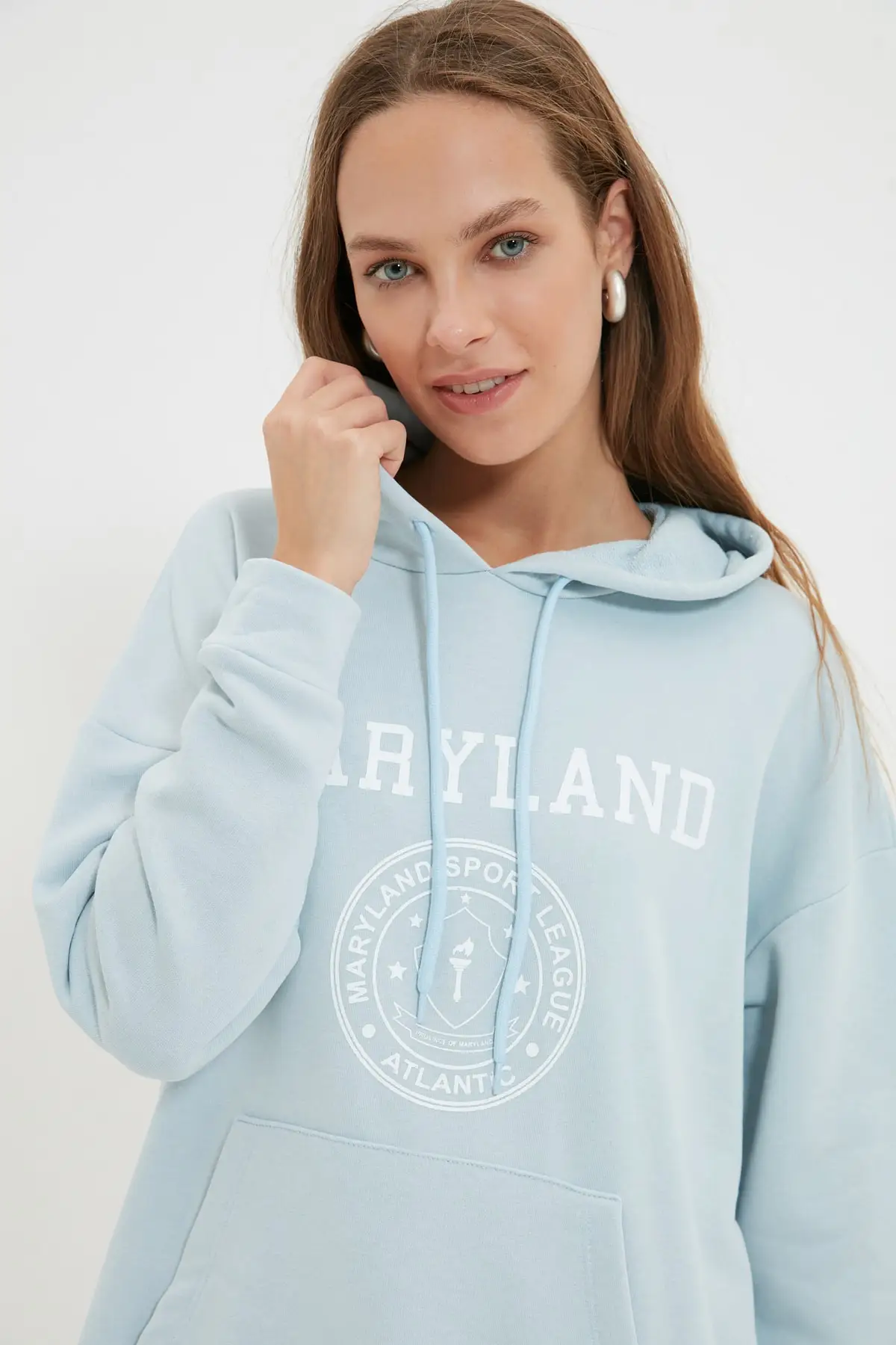 Трикотажный свитшот с капюшоном | Женская одежда