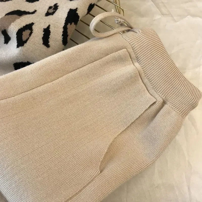 Модный вязаный комплект из 2 предметов с принтом женский осенний пуловер