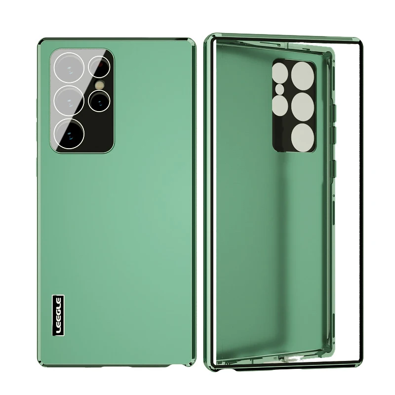 Metal magnetic case for Samsung Galaxy S22 Ultras Camera protective Full encirclement shell  360° Aluminum alloy Glass cover