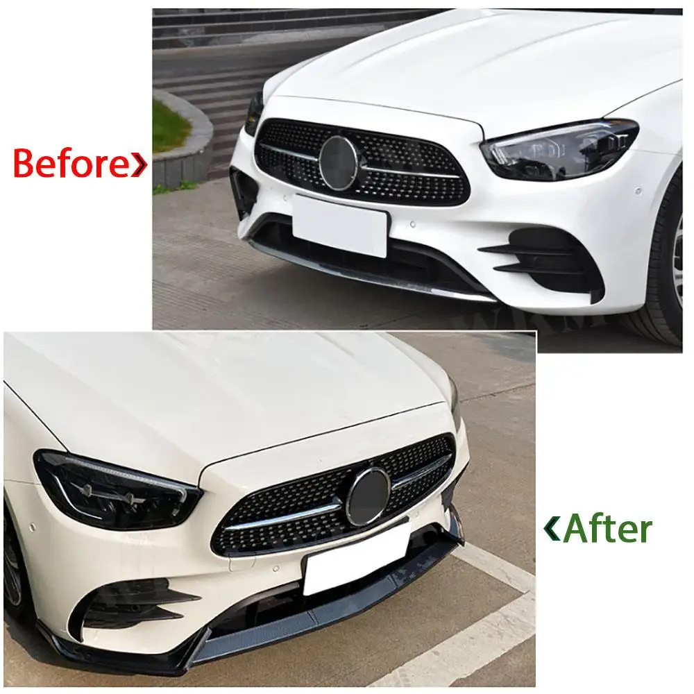 Трехсекционная передняя губа для Benz E класса W213 E260 E300 E53 2021-2023 АБС карбоновый вид