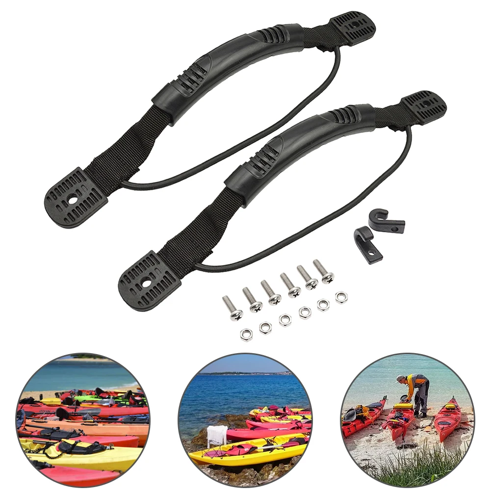 

2Pcs Kayak Canoe Carry Handle Side Mount Durable Nylon Carry Handles with Paddle J-Hook Bungee Cord Mounting Accessories