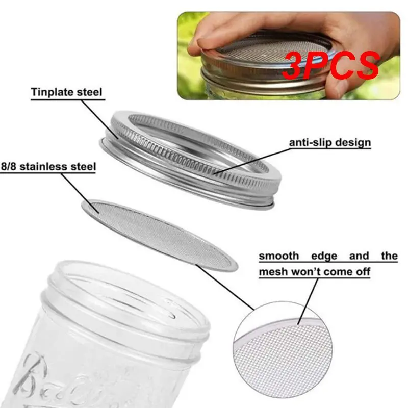 

3PCS Seed Sprouting Germinator Accessories Stainless Steel Sprouting Mason Jar Lids Garden Sprouter Germination Cover Strainer