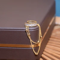 vintage gold plated metal ear clip earrings non pierced earmuff earrings women fashion party earrings tassel new 2022