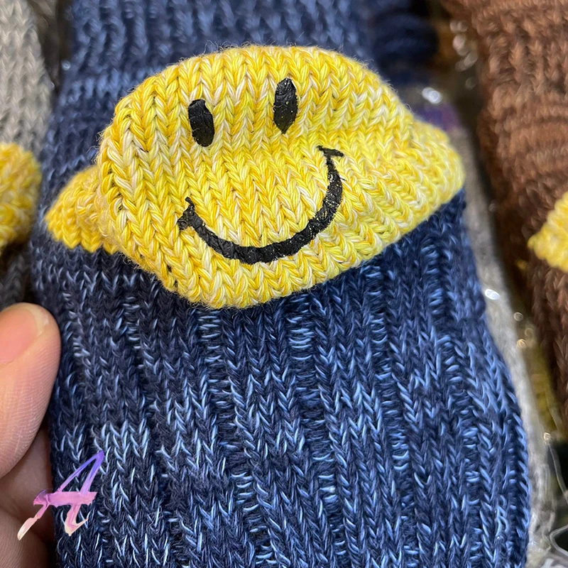 KAPITAL Socks Men's Women's Fashion Smiley Face Knitted Middle Tube Socks