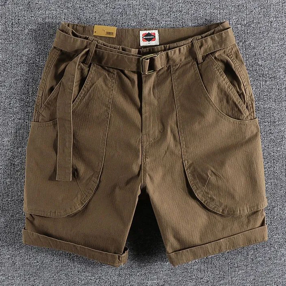 

American Retro Overalls Shorts Men's Trendy Three-dimensional Large Pocket Heavy Function Military Style Five-point Pants