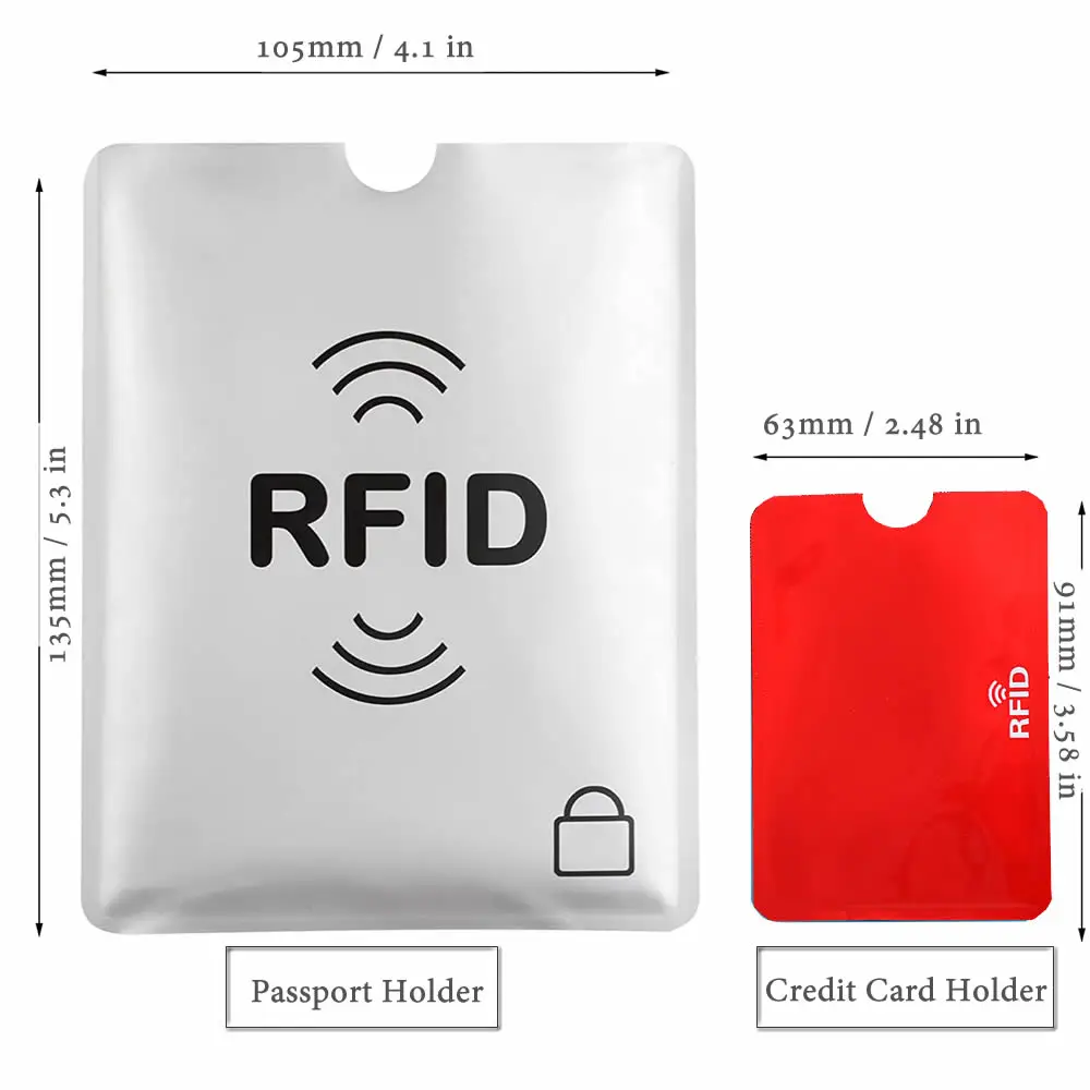 11Pcs Random Color Anti-Scan Card Holder RFID NFC Blocking Sleeves Passport Credit Bank Portable Protector Aluminum Foil - купить по