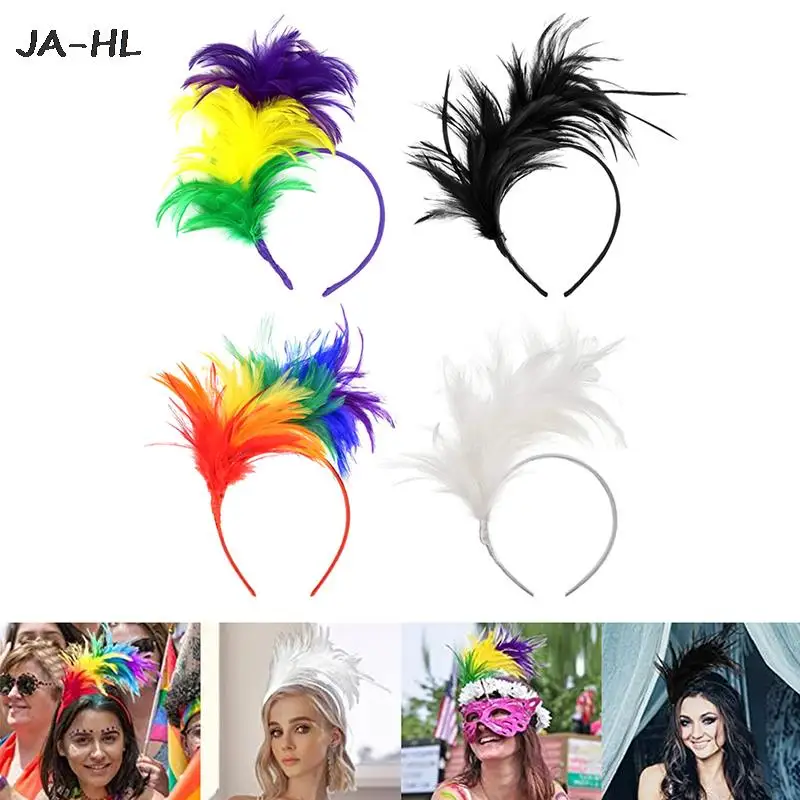 Hot Feather Hairband Fashion Carnival Party Head Decoration Dance Performance Hair Band Halloween Festival Boho Hair Accessorie