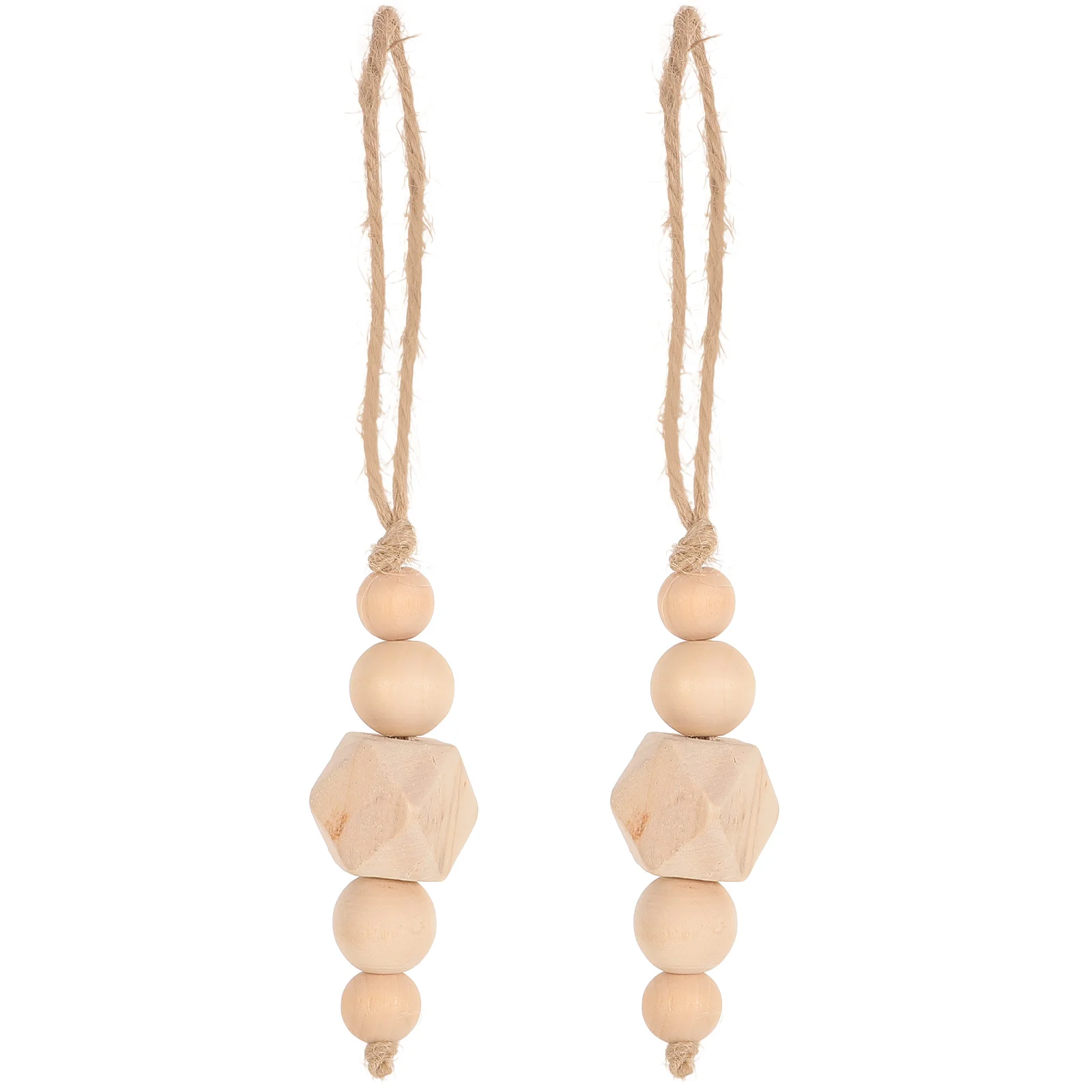 

2 Pcs Rustic Bead Hanging Decoration Wall Rope Decorative Beads Home Wood DIY