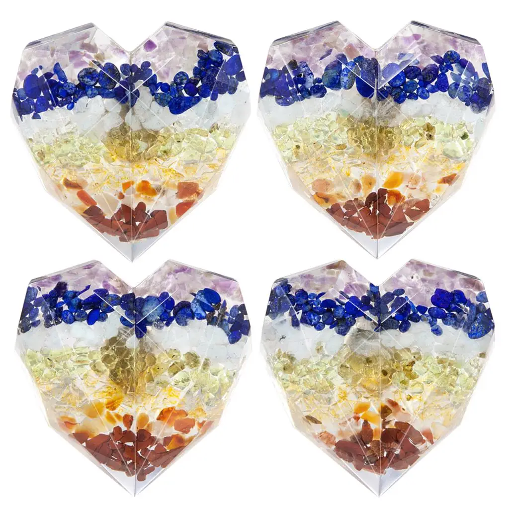 7 Chakra Drawer Knobs With Screws Heart Shape Resin Crystal Stone Pulls Handles For Dresser Cupboard Kitchen Wardrobe Hardware