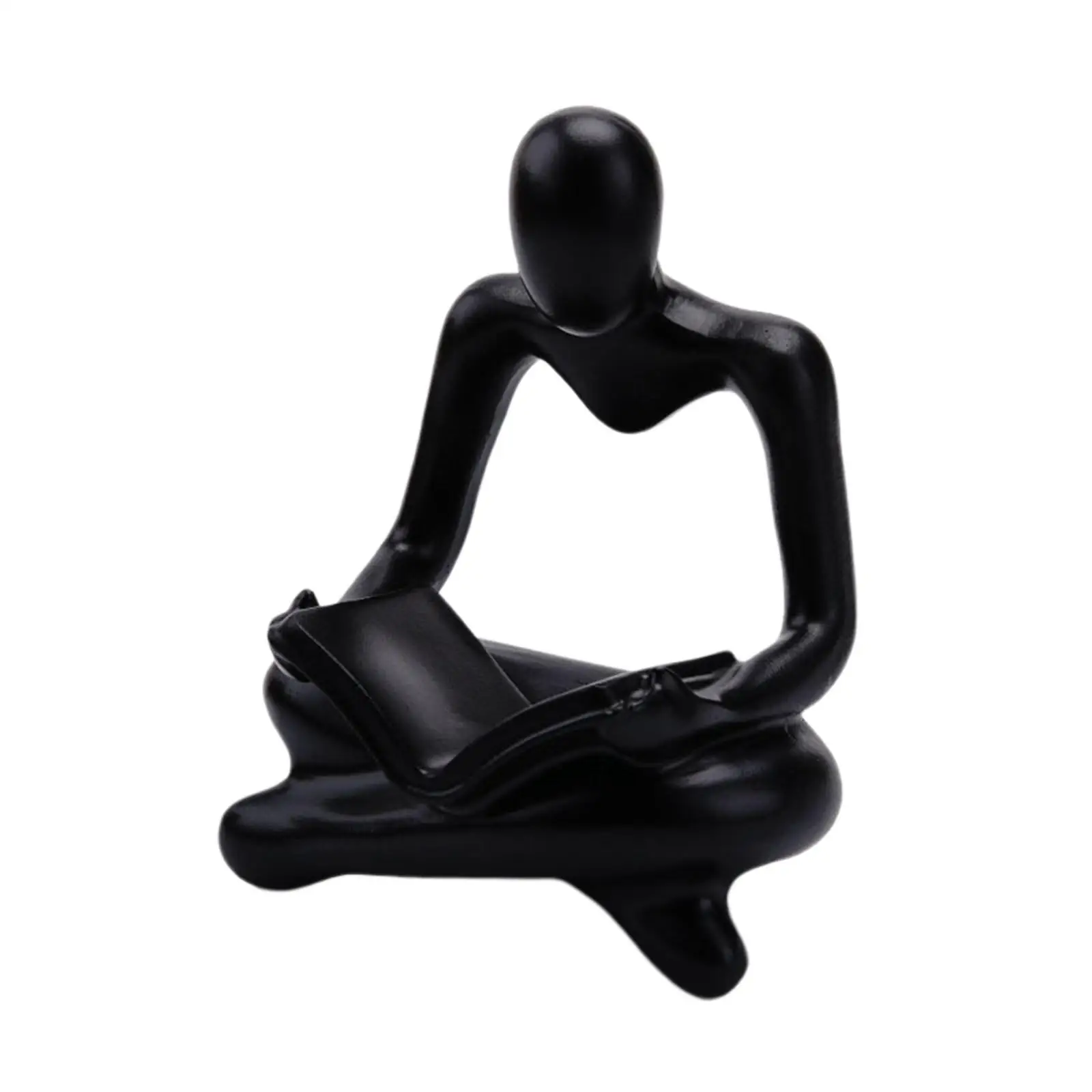 

Abstract Thinker Statue Human Figurine Collectable for Wedding Bookshelf Black