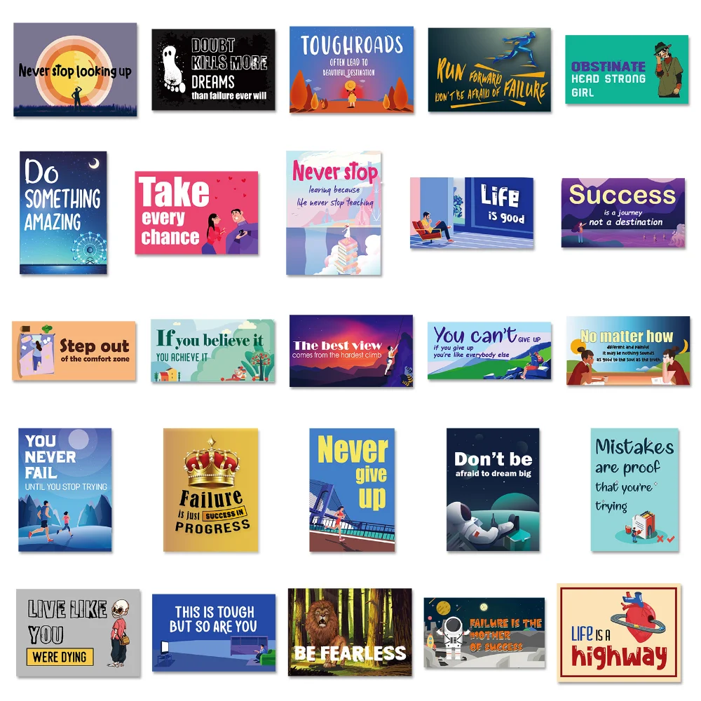 

10/50pcs Inspirational Funny Text Stickers For Scrapbook Sketchbook Motivational Sticker Craft Supplies Scrapbooking Material