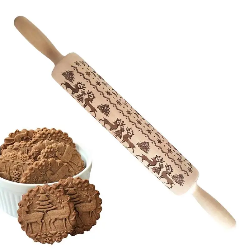 

Рождественские тисненые Скалки с оленем DIY рождественские 3D гравированные ролики для выпечки Новинка DIY гравированные Скалки для