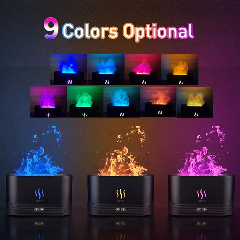 

NEW2023 REUP Flame Aroma Diffuser Air Humidifier Ultrasonic Cool Mist Maker Fogger LED Essential Oil Jellyfish Difusor Fragrance