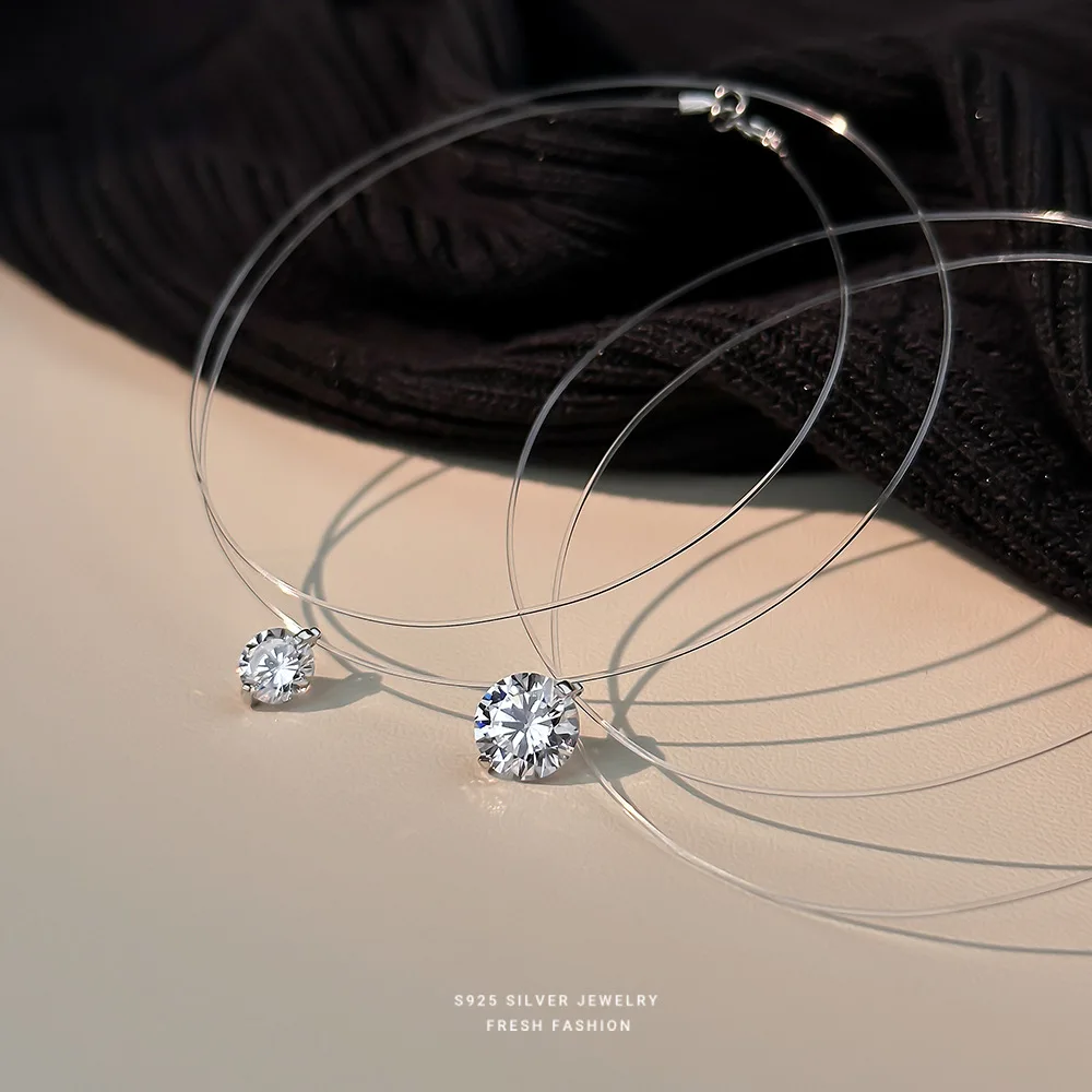 Женское ожерелье из серебра 925 пробы с кулоном циркония