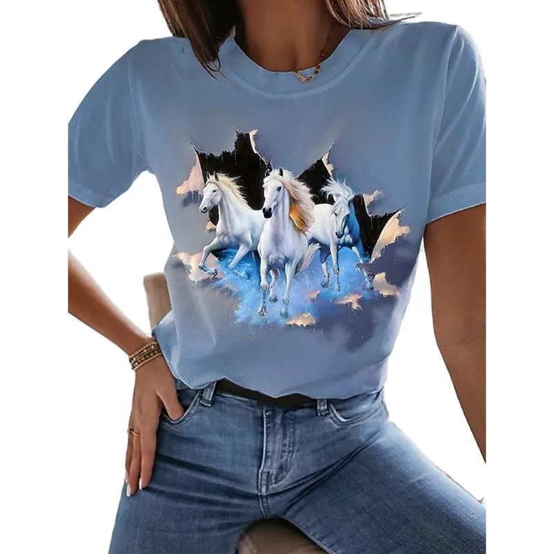 

NOVEDAD DE VERANO 2022, camiseta con estampado de animales en 3D, camiseta de manga corta con bonito gato para mujer, camiseta i