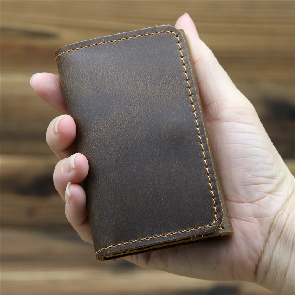

Engraving Vintage Genuine Cowhide Leather Casual Women Men's Passport Cover Credit ID Card Holder Cash Case