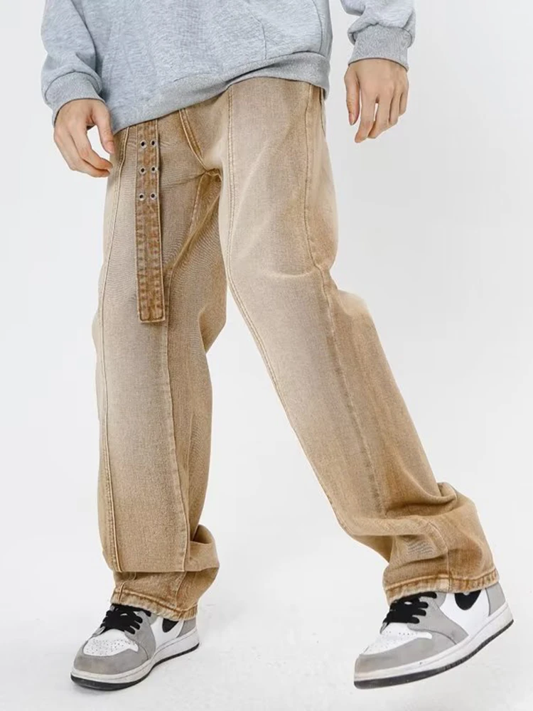 Men's Fashion Baggy Jeans Men Fashion Casual Wide Leg Jeans Men Streetwear Loose Hip Hop Straight Denim Pants Mens Trousers