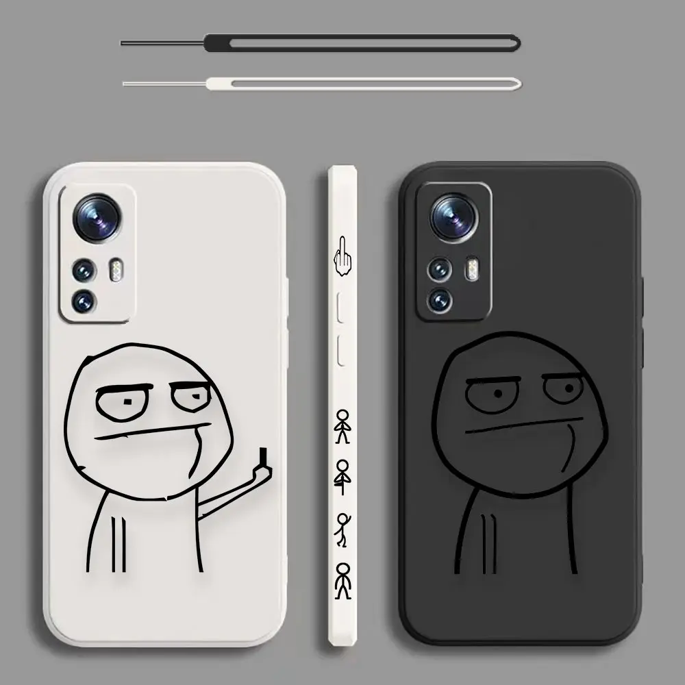 

Cartoon Cute Funny Man Middle Finger Case For Xiaomi Mi 13 12 12S 11 11T 10 10S 9 9SE 8 8SE 6 6X Pro Ultra Liquid Cover Funda