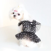 classic black dot polka dots dress for pet dogs princess breathable skirt puppy cat clothes summer puppy wedding dress clothing