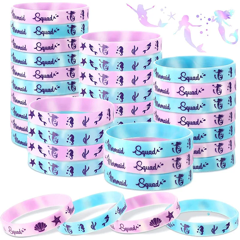 

Mermaid Silicone Bracelets Little Girl Mermaid Birthday Party Under the Sea Parti Gift Ocean Mermaid One 1st Birthday Babyshower