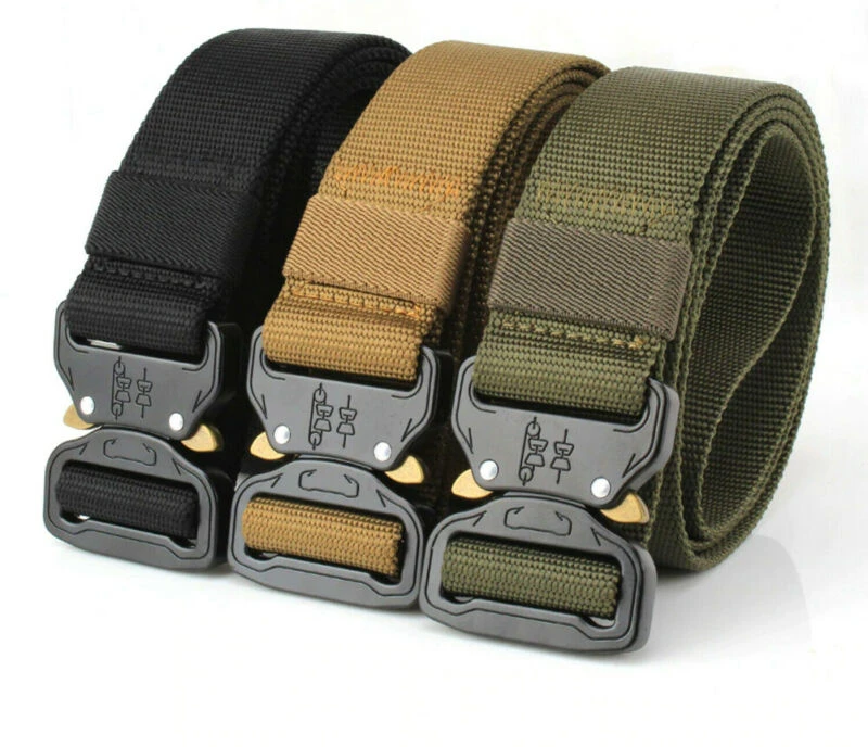Men's Outdoor Tactical Belts Nylon Military Waist Belt with Metal Buckle Adjustable Heavy Duty Training Waist Belt