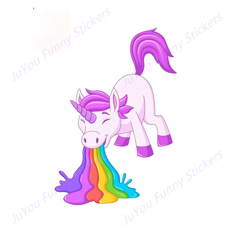 

JuYou Funny Stickers Exterior Accessories for Cartoon Funny Pony Pukes Liquid Rainbow Car Stickers and Decals Vinyl Decor