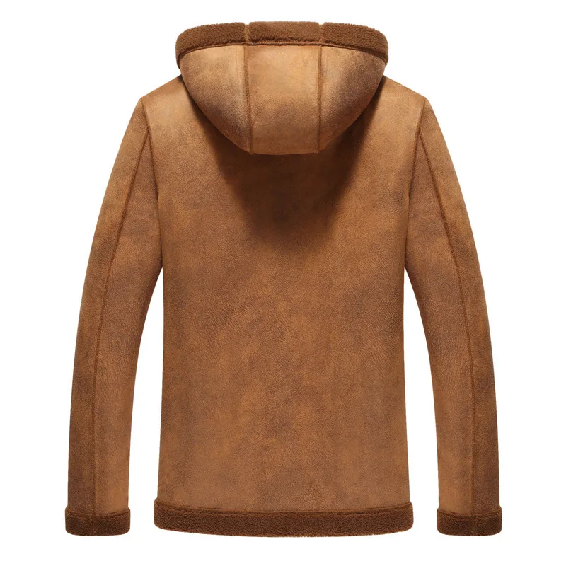 2022 Plush Thickened Faux Suede Hooded Jacket Imitation Leather Coat Fur Integrated Warm Jackets Couple Clothes Winter Coat Men