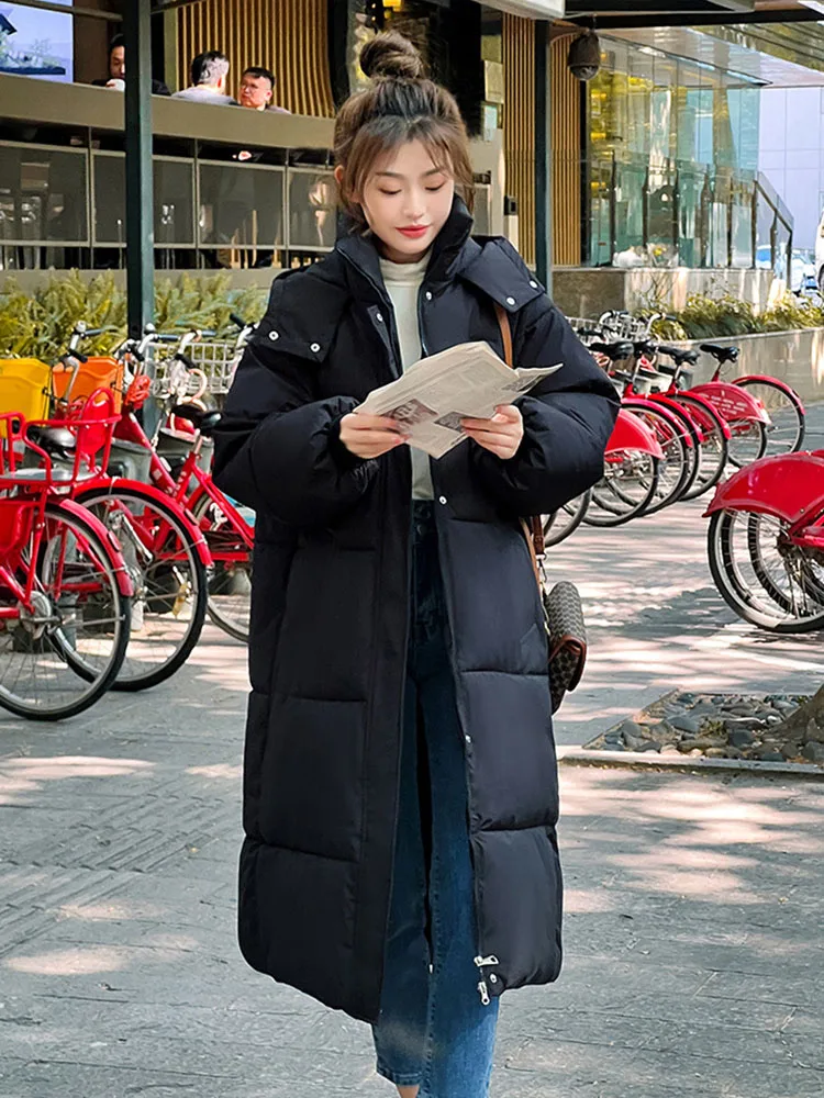 Winter Jackets Women Hooded Casual Long Parkas Woman New Fashion Korean Coats Ladies Warm Thicken Jacket Solid Padding Parka