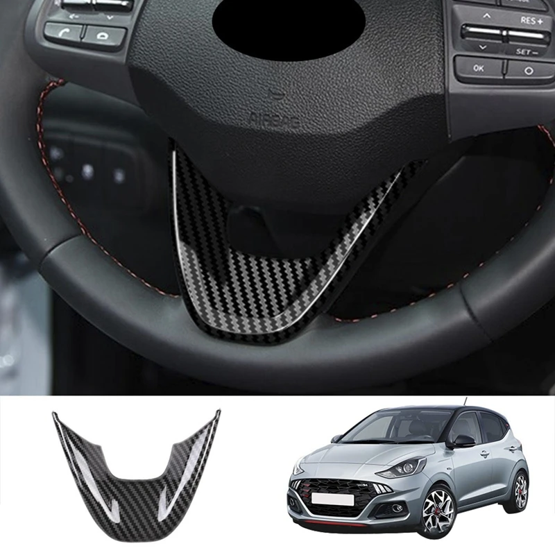 

V-образный чехол для автомобильной панели рулевого колеса из углеродного волокна, отделка, декоративная рамка-наклейка для Hyundai I10 2021 2022