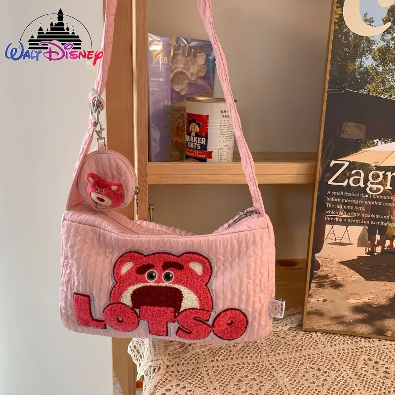 Disney Strawberry Bear New Women's Shoulder Body Bag Cartoon Cartoon Fashion 2 Pieces of Women's Bags Large Capacity Tot Bag