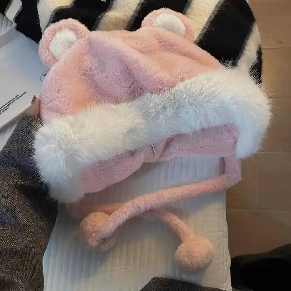 

Прочная женская шапка, мягкая пушистая Женская плюшевая шапка с милыми медвежьими ушками, ветрозащитная теплая шапка для велоспорта на открытом воздухе на осень для девочек