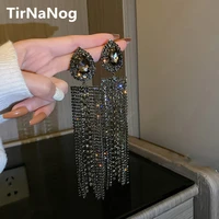 2022 new geometric water drop crystal earrings for women bijoux long tassel rhinestone dangle earrings statement jewelry