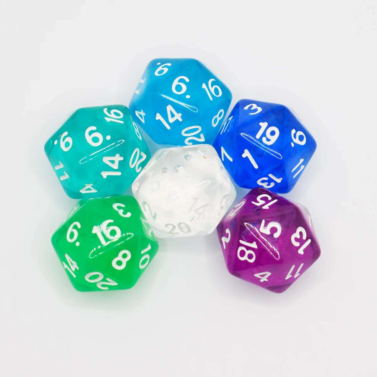 Фото Набор многогранных кубиков D20 для MTG, D&D, RPG, Magic the Gathering, 6 шт., в пакете, цвета желе №4