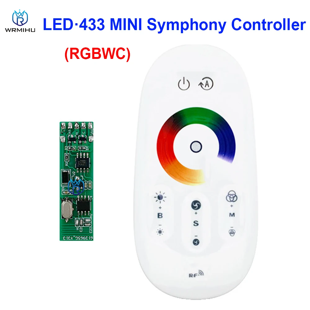 LED Symphony RGB+CCT Controller 433 MINI Wireless RF Touch Remote Controller 5-24V for LED Strip Light/Lamp Dimmer