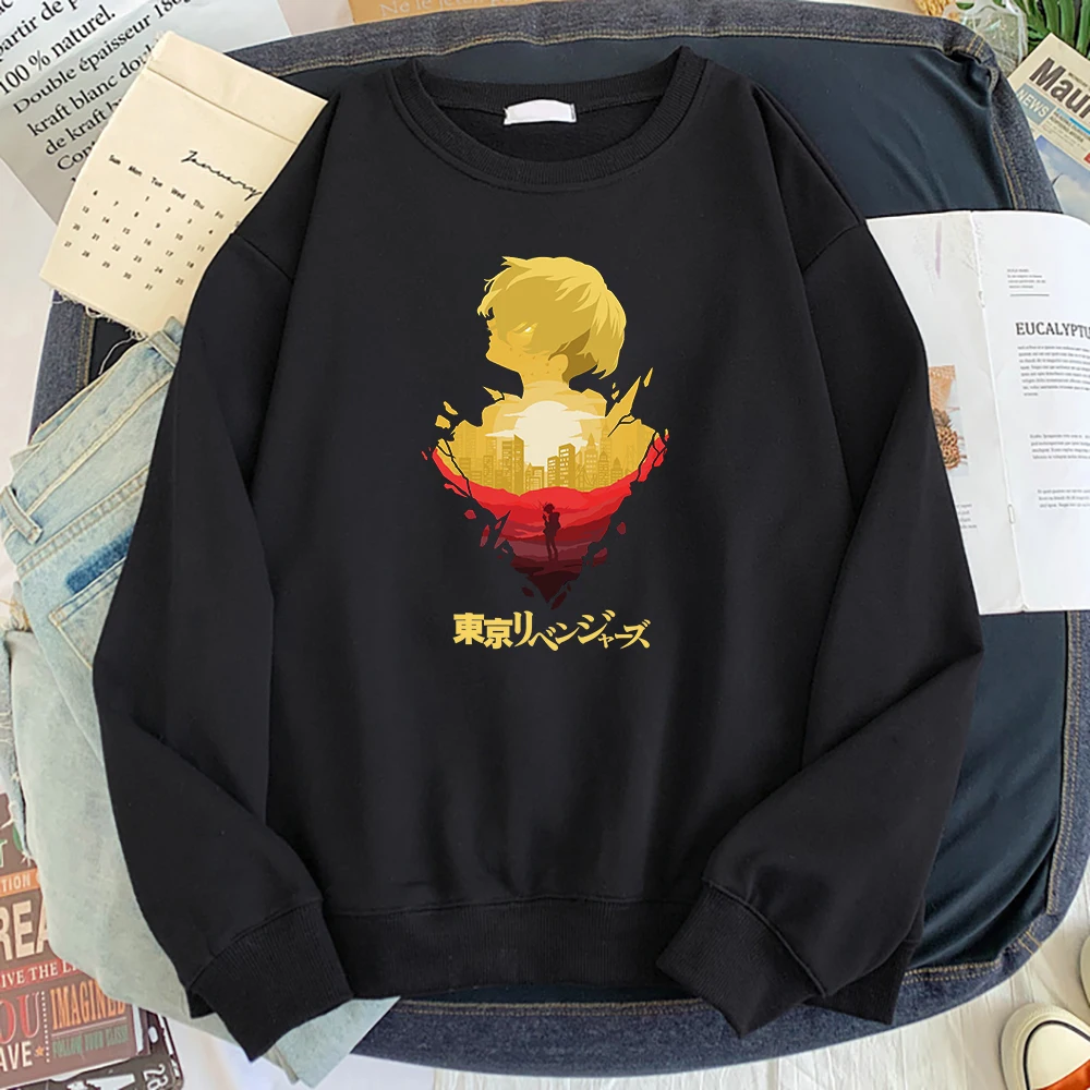 

Толстовка мужская с японским аниме Токийский Мстители, повседневный удобный пуловер, флисовый свитшот в стиле хип-хоп, свободная уличная од...
