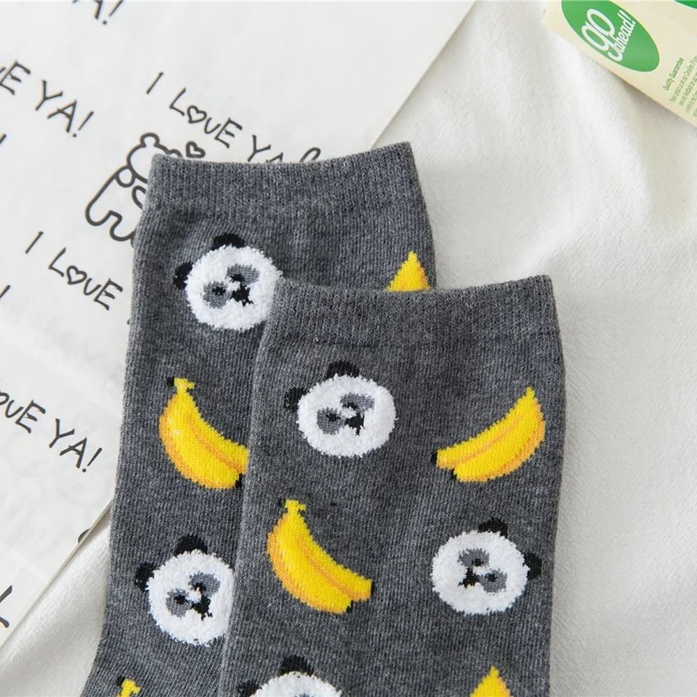 6 Pairs Spring and Summer New Creative Fruit Animal Pattern Women Socks Comfortable Breathable Fahsion Casual Cartoon Socks