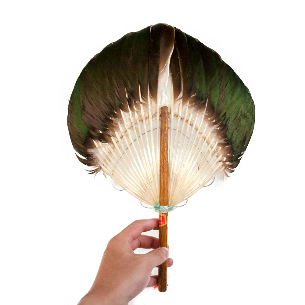 

Feather Fan Handmade Ancient Style Craft Fan Zhuge Liang Feature Fan Chinese Style Integrated Lens Folding Fan Chicken Feather