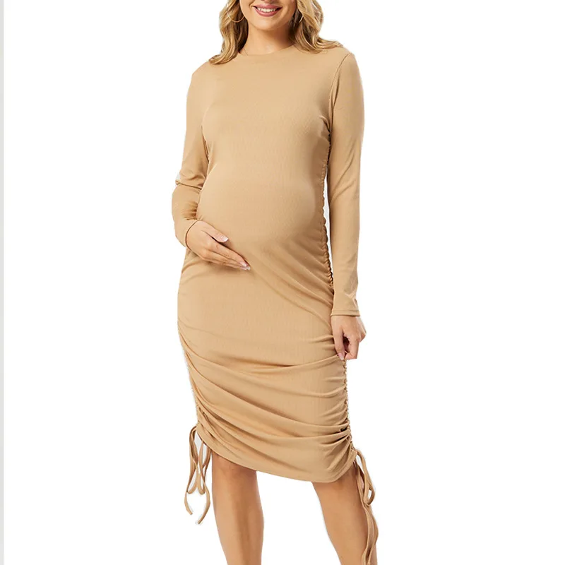 New Spring & Autumn Maternity Dresses Maternity Maxi Dress Plus Size Dress Fashion Elastic Knitting Cotton Solid Pregnancy Dress enlarge