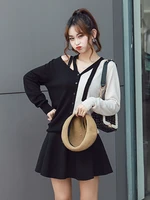 knitted cardigan top womens summer autumn korean fashion of the shoulder contrast temperament commuter knitted sweater 2022