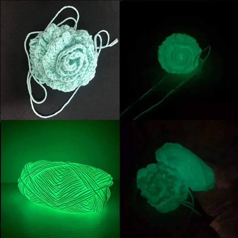 50g/roll Novel Functional Yarn Glow in the Dark Polyester Luminous Chunky Yarn 2mm for Hand Knitting Carpet Sweater Hat