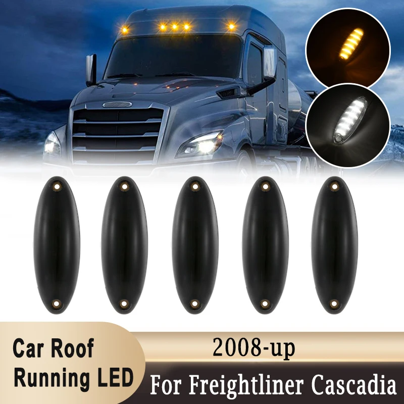 

5pc Cab Roof Top Marker Running Light 12 LED Front Cab Roof Clearance Signal Light for Freightliner Cascadia 2008-up Semi-Truck