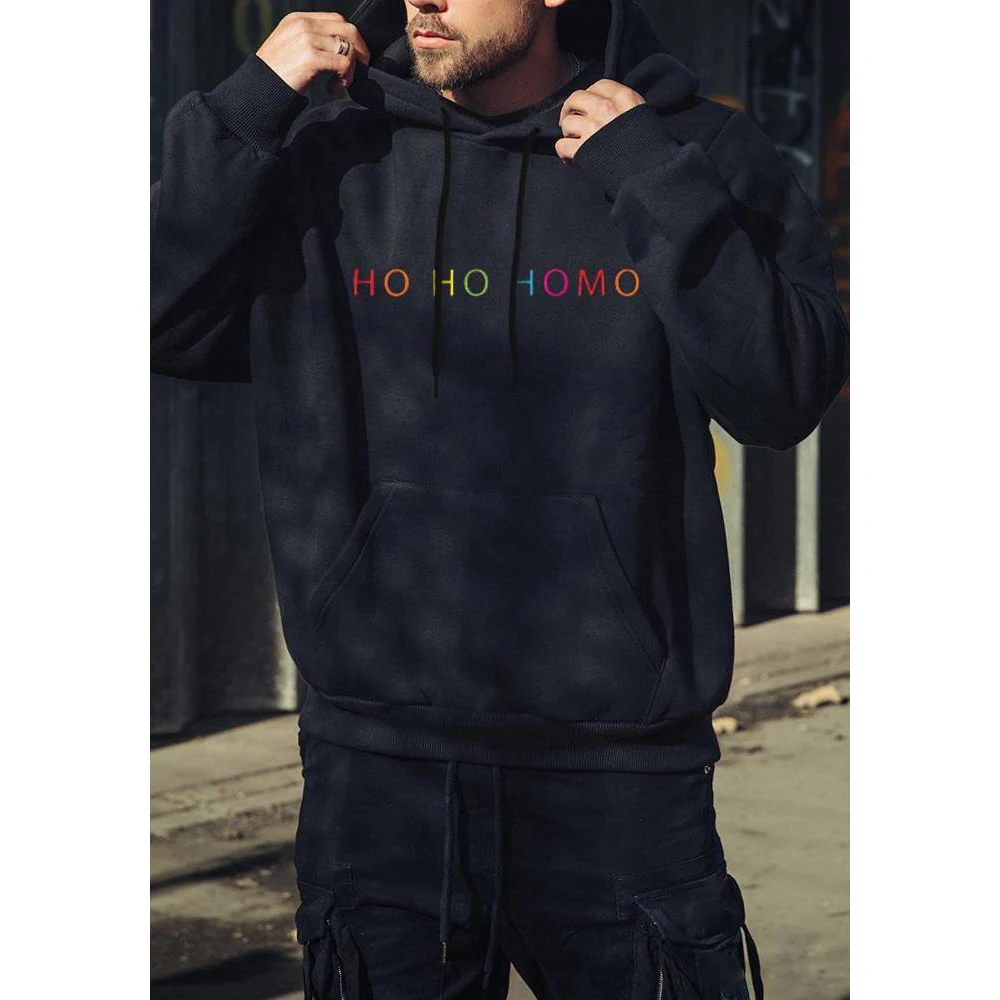 

Rheaclot Ho Ho Homo Letter Printing Men's Casual Hoodie