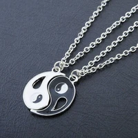2pcsset couple necklaces chinese tai chi charm stitching pendant chain necklace jewelry brother friend lovers gift ornaments